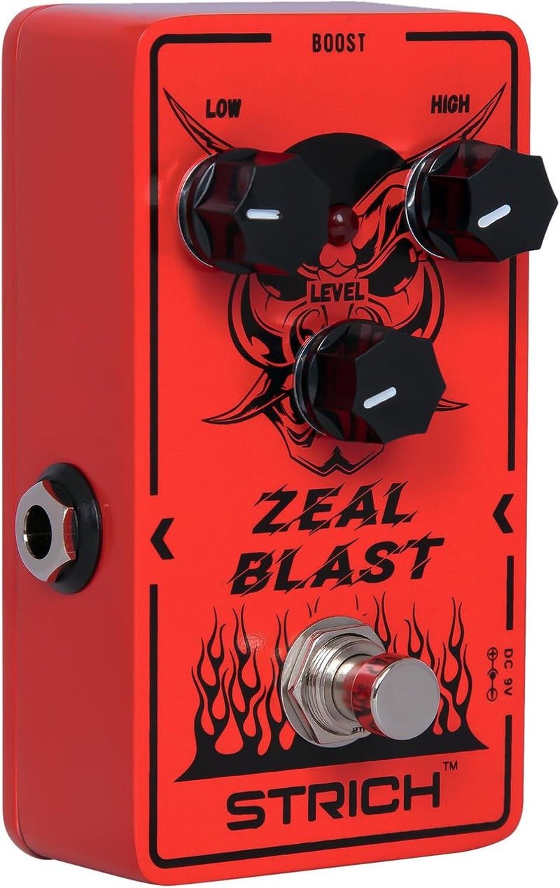 STRICH ZEAL BLAST Boost Guitar Pedal, Enhance Your Guitar Bass Sound with 2-Band Low/High Adjustment, True Bypass for Electric Guitar, Red and Black - Image 1